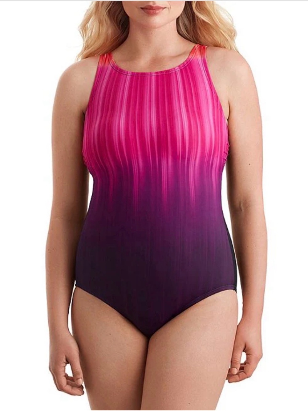Shape Solver Crystal Clear High Neck One Piece Swimsuit Size 12